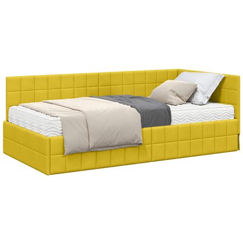 Struttura Letto Angolare con Materasso 2 pcs Giallo Velluto - Foto 1