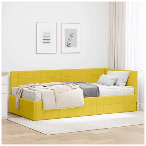 Struttura Letto Angolare con Materasso 2 pcs Giallo Velluto - Foto 2
