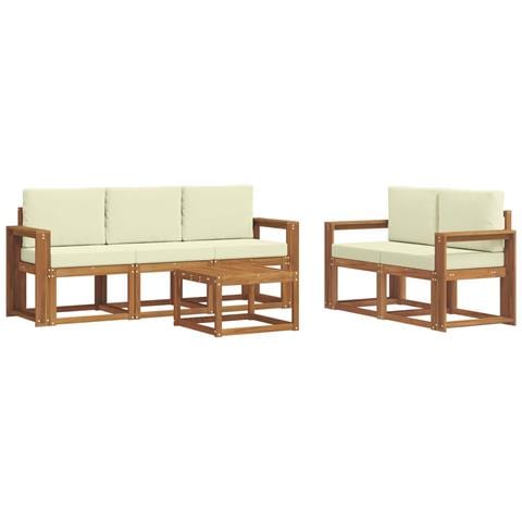 Set di divani da esterno con cuscino 6 pcs Naturale e Crema - Foto 1
