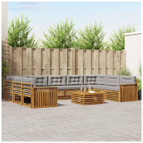 Set divani con cuscino 10 pcs Grigio Naturale e Chiaro - Foto 2