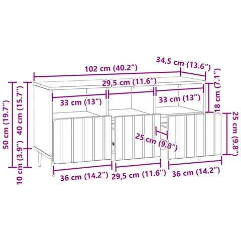 Mobile TV Legno antico 102 x 34,5 x 50 cm Legno ingegnerizzato - Foto 9