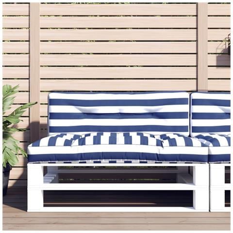 Cuscini per Pallet 2 pz Strisce Blu e Bianche in Tessuto - Foto 2