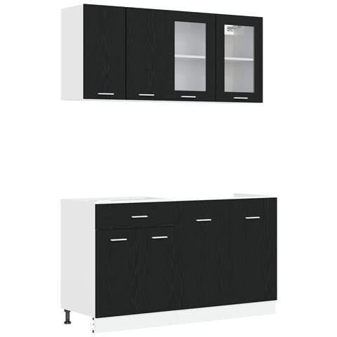Unità Cucina LYON 4 pcs Rovere Nero Legno ingegnerizzato - Foto 1
