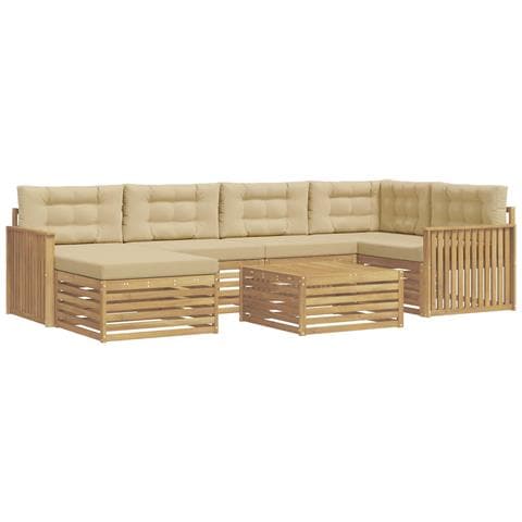 Set di divani da esterno con cuscino 7 pcs Bianco e Beige - Foto 1