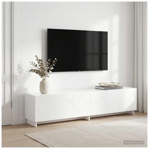 Supporto TV 179.5 x 34.5 x 40 cm Bianco Lucido - Foto 2