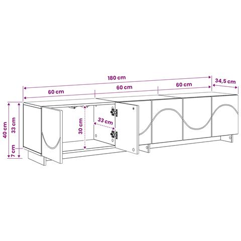 Supporto TV 179.5 x 34.5 x 40 cm Bianco Lucido - Foto 9