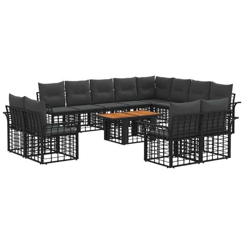 Set Divano da Giardino 13 pz Nero e Grigio scuro polyrattan - Foto 1