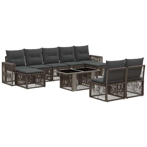 Set Divano da Giardino 10 pz Grigio e Grigio Scuro polyrattan - Foto 1