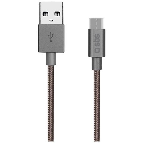 Cavo USB - Type C 2.0 con connettori metallici e cavo braided 1,5 m - Grigio - Foto 1