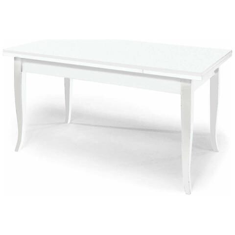 Tavolo Rettangolare Allungabile Bianco 90 X 180/230/280 Per Interno Sala Da Pranzo Salotto Cucina Arte Povera Massello - Foto 1