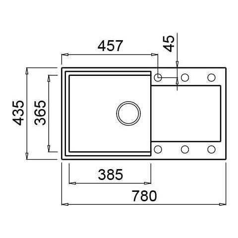 Lavello Easy 290 Granitek 78x43 cm cm 1 vasca con gocciolatoio Colore Grigio Cemento 48 - Foto 2
