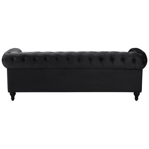 Divano Vintage A 3 Posti In Tessuto Nero Chesterfield - Foto 24