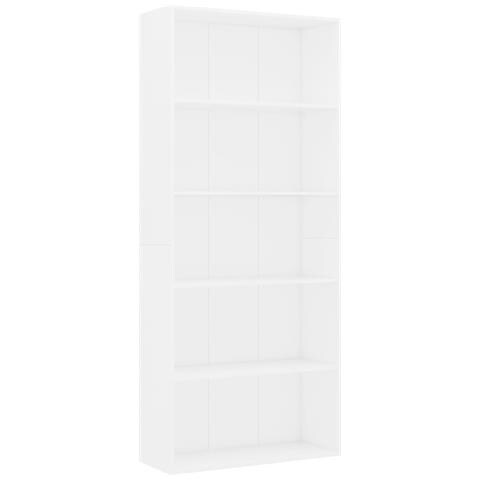 Libreria a 5 Ripiani Bianca 80x30x189 cm in Legno Multistrato - Foto 2