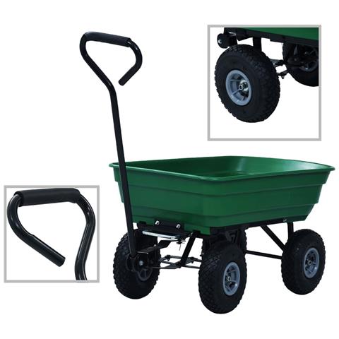 Carrello Manuale Ribaltabile Da Giardino 300 Kg 75 L Verde - Foto 1