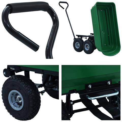 Carrello Manuale Ribaltabile Da Giardino 300 Kg 75 L Verde - Foto 10