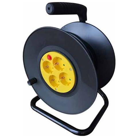 V-tac Vt-6003 Prolunga Elettrica Avvolgicavo 25m - 4 Posti Schuko 16a Presa Tedesca Con Spina Eu Standard Protezione Elettrica - Sku 8782 - Foto 1
