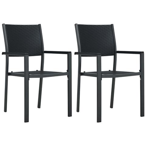 Sedie Da Giardino 2 Pz Nere In Plastica Stile Rattan - Foto 1