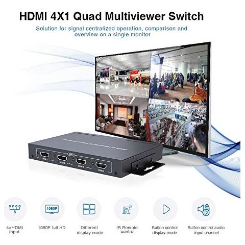 Premiumcord Hdmi 4x1 Quad Multi Viewer Con Telecomando Alimentatore E Di Retealloggiamento Il Video Metallorisoluzione In Full Hd 1080p 60hzhdcpcolore Argento - Foto 5