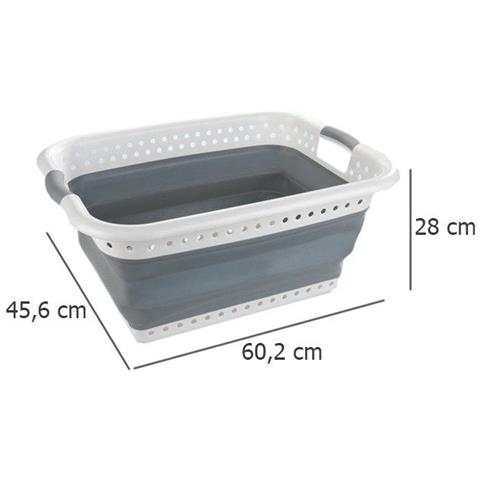 Cesto Portabiancheria Pieghevole In Plastica Con 2 Manici, 60,2 X 45,6 X 28 Cm - Foto 5