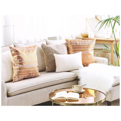 Cuscino Decorativo Oujda Cotone 50 X 50 Cm Geometrico Rame - Foto 1