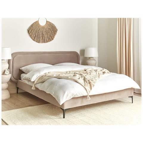Letto Velluto Suzette 160 X 200 Cm Beige - Foto 1