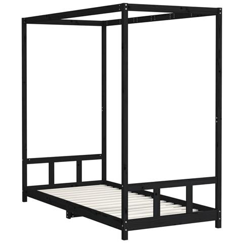 Giroletto per Bambini Nero 90x200 cm in Legno Massello di Pino - Foto 3