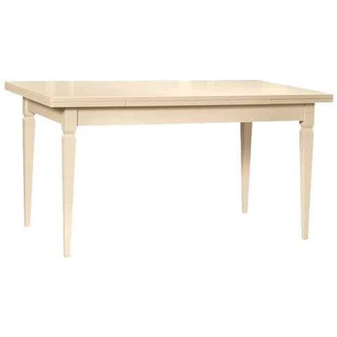 Tavolo Rettangolare Allungabile Legno Shabby Avorio 160x85x85 - Foto 1
