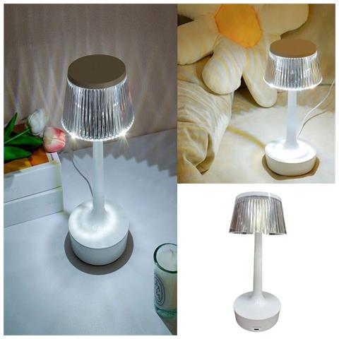 Lampada Tavolo Effetto Cristallo Ricaricabile Usb Luce Rgb Led Bianca Td-307 * - Foto 2