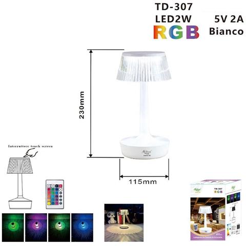 Lampada Tavolo Effetto Cristallo Ricaricabile Usb Luce Rgb Led Bianca Td-307 * - Foto 1