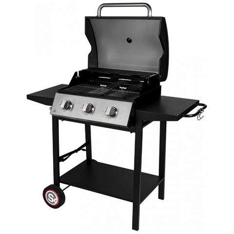 Barbecue a Gas 335541 su Supporto 3 Fuochi Poenza10.500W Nero - Foto 1