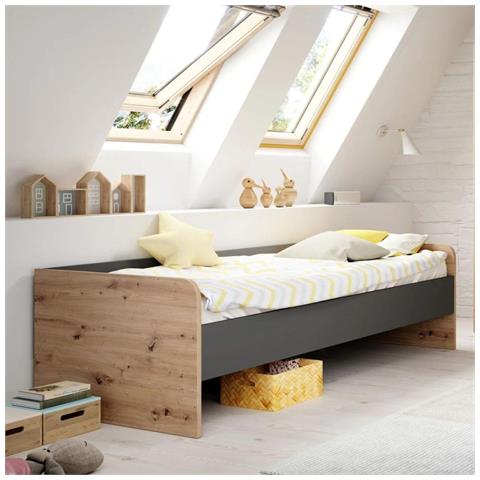 Letto Singolo Gap System Colore Rovere E Antracite - Foto 1