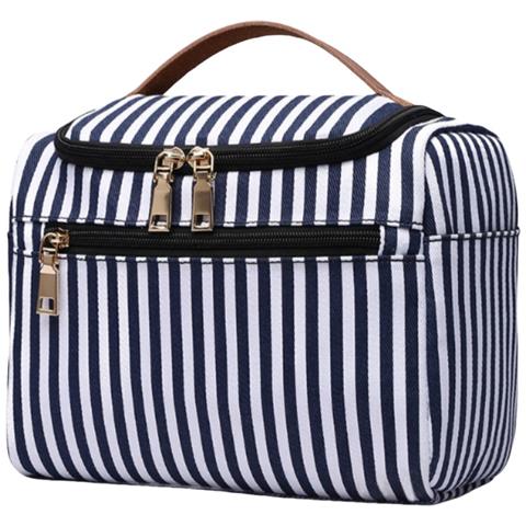 Borsa Da Trucco In Tela A Righe   Model 3 - Foto 1