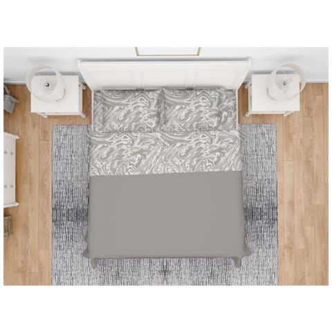 Completo Lenzuola Letto In 100% Cotone Made Italy Disegno Splash Francese Beige - Foto 1