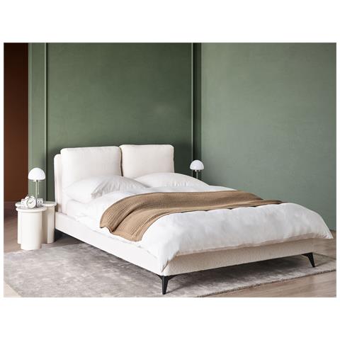 Letto Bouclé Melle 140 X 200 Cm Bianco Sporco - Foto 1