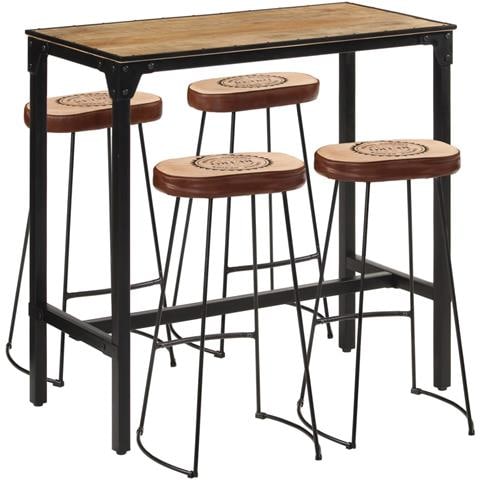 Set Bar 5pz Legno Massello Mango Grezzo E Metallo - Foto 1