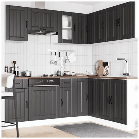 Set Mobili Da Cucina 11 Pz Lucca Neri Legno Multistrato - Foto 3