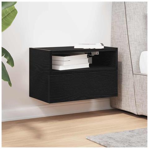 Comodino A Muro Nero 45x26x28,5 Cm - Foto 3