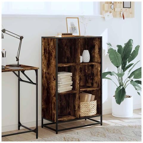 Libreria Rovere Fumo 65,5x33x107,5 Cm In Legno Multistrato - Foto 3