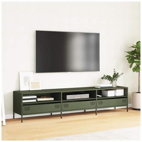Mobile Tv Verde Oliva 202x39x43,5 Cm Acciaio Laminato A Freddo - Foto 3