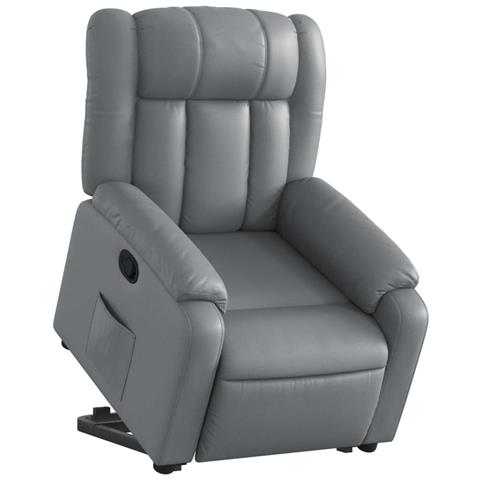 Poltrona Alzapersona Reclinabile Grigio In Similpelle - Foto 3