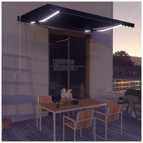 Lusso Casadino -  Tenda Da Sole Retrattile Manuale Con Led 450x300 Cm Antracite - Foto 8
