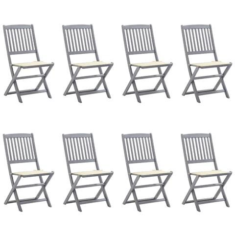 Sedie Da Giardino Pieghevoli 8 Pz Con Cuscini Massello Acacia - Foto 2