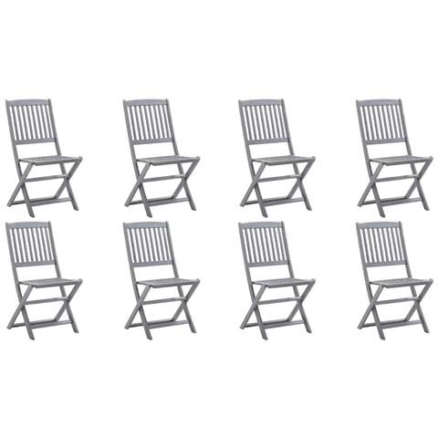 Sedie Da Giardino Pieghevoli 8 Pz Con Cuscini Massello Acacia - Foto 1