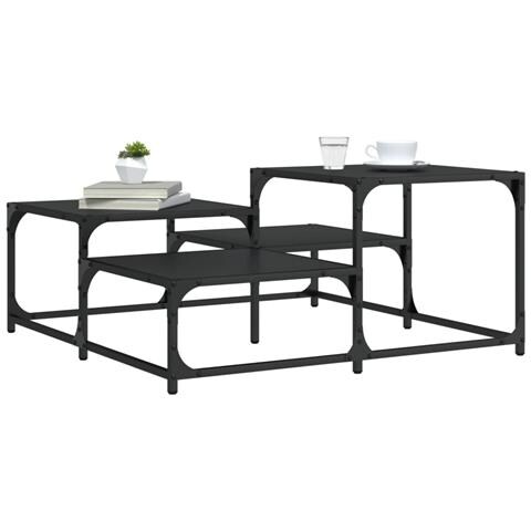 Tavolino Da Salotto Nero 87,5x87,5x40 Cm In Legno Multistrato - Foto 8