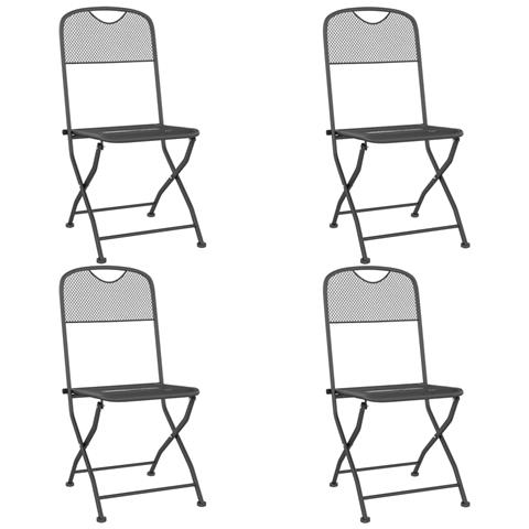 Sedie Giardino Pieghevoli 4 Pz Rete Metallica Espansa Antracite - Foto 1