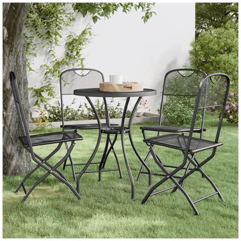 Sedie Giardino Pieghevoli 4 Pz Rete Metallica Espansa Antracite - Foto 7