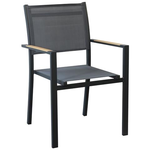 Impacto - Poltrona Impilabile In Alluminio Bianco O Antracite Con Braccioli Effetto Legno - Foto 1