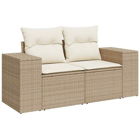 Divano da Giardino con Cuscini a 2 Posti Beige in Polyrattan - Foto 1