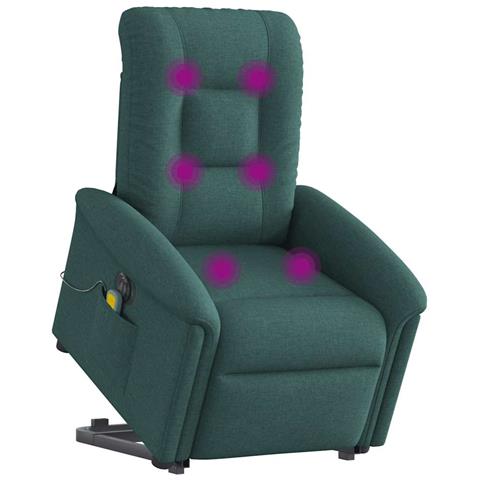 Poltrona Alzapersona Massaggiante Elettrica Verde Scuro Tessuto - Foto 2