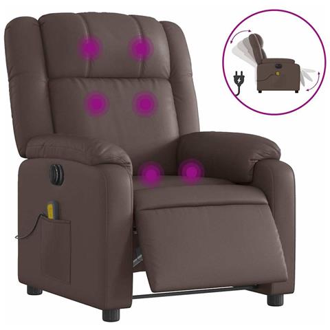 Poltrona Massaggiante Elettrica Marrone in Similpelle - Foto 1